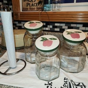 Glass Canister Set Ceramic Apple Tops